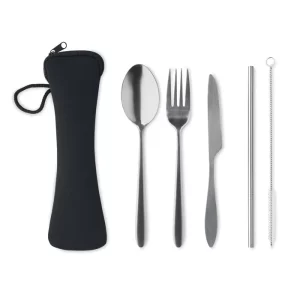 Set couverts en inox dans pochette néoprène – 5 SERVICE